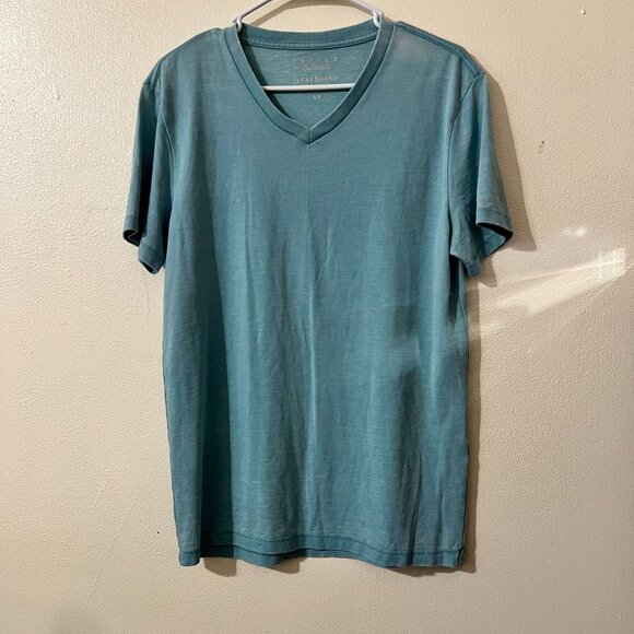Lucky Brand Shirt Mens S/P Green Venice Burnout V neck Short Sleeves - Picture 1 of 8